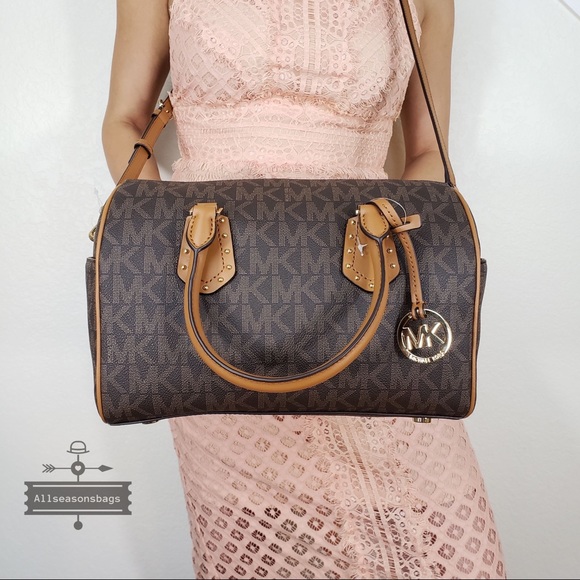 NWT Michael Kors aria medium satchel brown acorn - Picture 5 of 8